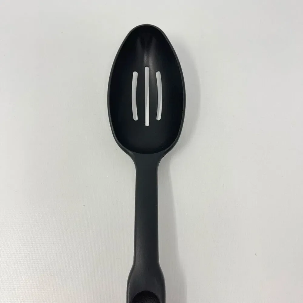Pampered Chef Kitchen Utensil Black Slotted Serving Cooking Spoon Vintage